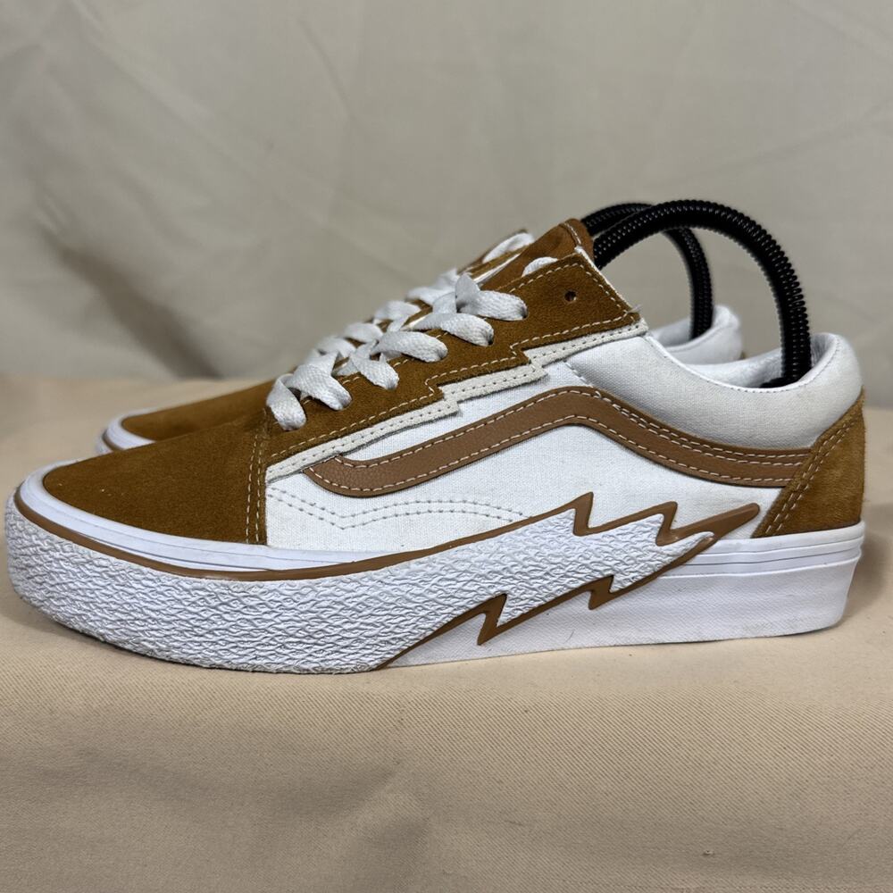 Vans Old Skool Bolt Women’s 7.5 Men’s 6 Brown White Suede Canvas Sneakers